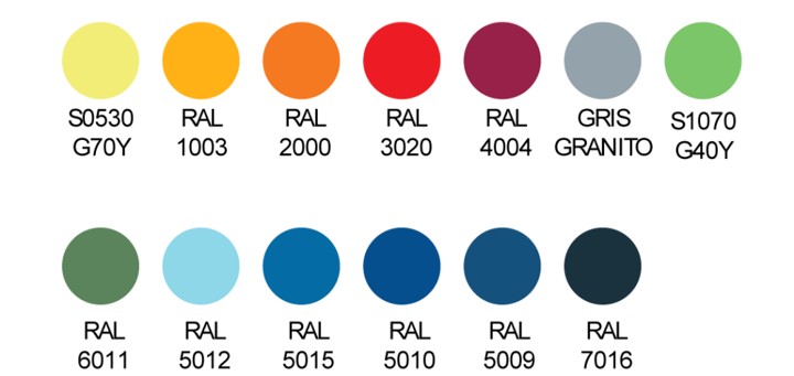colores de asientos jardineras recicladas.