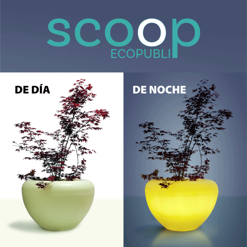 jardinera scoop con luz reciclada